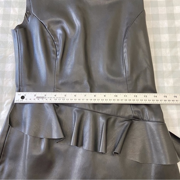 ZARA basics faux Leather sheath dress black bodycon sleeveless woven sexy medium - Picture 12 of 16